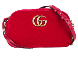 Small GG Marmont Bag, Velvet, Red, 447632213317, E, 3*